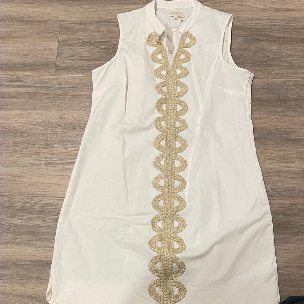 Mud Pie White Top with Gold Detailing